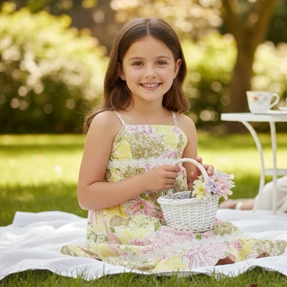 LILLY PULITZER Girls Size 16 Pink Green Floral Sundress - Picture 5 of 12